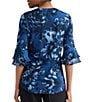 Kasper Petite Size 3/4 Sleeve Printed Blouse - Image 2