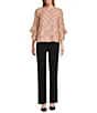 Kasper Petite Size Chiffon Boat Neck Ruffle 3/4 Sleeve Blouse - Image 3
