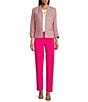 Kasper Petite Size Collarless Long Sleeve Tweed Jacket, Color:Pink Perfection Multi - Image 3