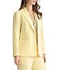 Kasper Petite Size Crepe One Button Blazer, Color:Pale Yellow - Image 3