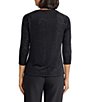 Kasper Petite Size Drape Neck 3/4 Sleeve Heatset Rhinestone Knit Top - Image 2