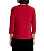 Kasper Petite Size Drape Neck 3/4 Sleeve Knit Jersey Top - Image 2