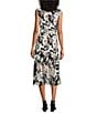 Kasper Petite Size Floral Keyhole Neck Cap Sleeve Midi Dress, Color:Black Multi - Image 2