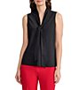 Kasper Petite Size Georgette Sleeveless Tie Neck Blouse - Image 1