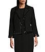 Kasper Petite Size Kissing Front Sequin Trim Notch Lapel Long Sleeve Jacket, Color:Black - Image 1