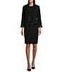 Kasper Petite Size Kissing Front Sequin Trim Notch Lapel Long Sleeve Jacket, Color:Black - Image 3