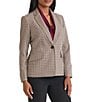 Kasper Petite Size one Button Notch Collar Houndstooth Jacket, Color:Toffee Multi - Image 1