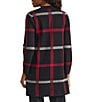 Kasper Petite Size Plaid Notch Collar Open Front Coat, Color:Black/Fire Red - Image 2