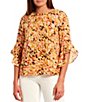 Kasper Petite Size Printed 3/4 Ruffle Cuff Sleeve Round Neck Blouse,Specials : American Fashion Style Bags On Sale Kasper Petite Size Printed 3/4 Ruffle Cuff Sleeve Round Neck Blouse,Specials : American Fashion Style Bags On Sale