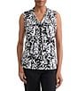 Kasper Petite Size Sleeveless Knot Front Printed Blouse - Image 1