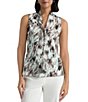 Kasper Petite Size Sleeveless Printed Tie Neck Blouse - Image 1