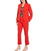 Color:Scarlet - Image 3 - Petite Size Stretch Crepe Notch Collar Two Button Jacket