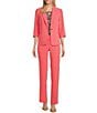Color:Luxe Salmon - Image 3 - Petite Size Stretch Crepe Notch Lapel Rolled Cuff Sleeve Coordinating Blazer