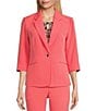 Color:Luxe Salmon - Image 4 - Petite Size Stretch Crepe Notch Lapel Rolled Cuff Sleeve Coordinating Blazer