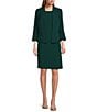 Color:Evergreen - Image 3 - Petite Size Stretch Crepe Open Front Coordinating Cardigan