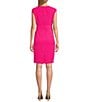 Color:Pink Perfection - Image 2 - Petite Size Stretch Crepe Round Neck Cap Sleeves Sheath Dress