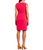 Color:Pink Perfection - Image 2 - Petite Size Stretch Crepe Round Neck Sleeveless Asymmetric Snap Sheath Dress