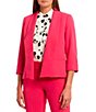 Color:Pink Perfection - Image 1 - Petite Size Stretch Crepe Shawl Collar Open Front 3/4 Rolled Sleeve Jacket