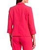 Color:Pink Perfection - Image 2 - Petite Size Stretch Crepe Shawl Collar Open Front 3/4 Rolled Sleeve Jacket