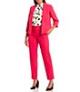 Color:Pink Perfection - Image 3 - Petite Size Stretch Crepe Shawl Collar Open Front 3/4 Rolled Sleeve Jacket