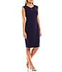 Kasper Petite Size Stretch Crepe V-Neck Sleeveless Sheath Dress, Color:Kasper Navy - Image 1