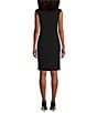 Kasper Petite Size Stretch Crepe V-Neck Sleeveless Sheath Dress, Color:Black - Image 2