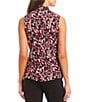 Color:Cerise Combo - Image 2 - Petite Size Tie V-Neck Sleeveless Printed Top