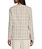 Color:Vanilla Ice/Balck - Image 2 - Petite Size Tweed Collarless Long Sleeve Welt Fringe Flap Pocket Open Front Cardigan
