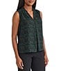 Kasper Petite V-Neck Print Crepe To Sheen Sleeveless Top, Color:Black/Evergreen - Image 1
