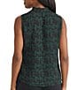 Kasper Petite V-Neck Print Crepe To Sheen Sleeveless Top, Color:Black/Evergreen - Image 2