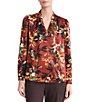 Kasper Petite V-Neck Print Satin Blouse - Image 1