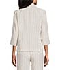Kasper Pinstripe Notch Collar One-Button Jacket, Color:Parchment/Black - Image 3