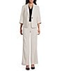 Kasper Pinstripe Notch Collar One-Button Jacket, Color:Parchment/Black - Image 4