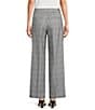 Kasper Plaid Flat Front Mid Rise Wide Leg Pants, Color:Black/Vanilla Ice - Image 2