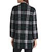 Kasper Plaid Print Open Front Notch Collar Coatigan, Color:Evergreen Multi - Image 2