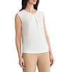 Kasper Pleat Neck Knit Top With Hardware, Color:Vanilla Ice - Image 3
