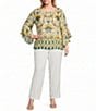 Kasper Plus Ruffle Sleeve Printed Blouse - Image 3