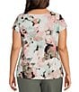 Kasper Plus Cap Sleeve Cowl Neck Printed Blouse - Image 2