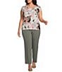 Kasper Plus Cap Sleeve Cowl Neck Printed Blouse - Image 3