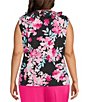 Kasper Plus Cap Sleeve Printed Jersey Knit Ruffle Blouse - Image 2