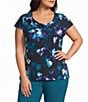 Kasper Plus Cowl Neck Printed Jersey Knit Top - Image 1