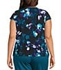Kasper Plus Cowl Neck Printed Jersey Knit Top - Image 2