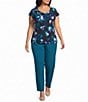 Kasper Plus Cowl Neck Printed Jersey Knit Top - Image 3