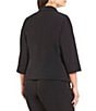 Color:Black - Image 2 - Plus Size Crepe 3/4 Sleeve Open Front Jacket