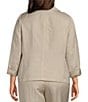 Color:Summer Straw - Image 2 - Plus Size Linen Blend Cuffed Sleeve Open Front Jacket