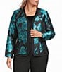 Kasper Plus Long Sleeve Floral Jacquard Open Front Jacket - Image 1