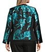 Kasper Plus Long Sleeve Floral Jacquard Open Front Jacket - Image 2