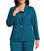 Kasper Plus Long Sleeve One Button Blazer - Image 2