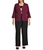 Kasper Plus Multi Seam Open Front Cuff Sleeve Jacket, Color:Dark Red - Image 3