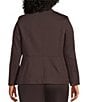 Kasper Plus One Button Notch Collar With Waist Seam Blazer Jacket, Color:Rich Chocolate - Image 3